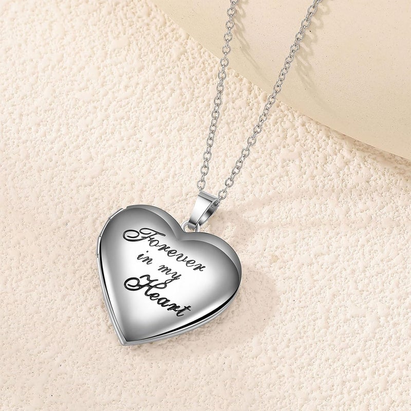 PHOCKSIN Locket Necklace for Women Black/Gold/Silver Locket Necklace Oval/Round/Heart Photo Necklace New Years Gifts for Girls - Image 2